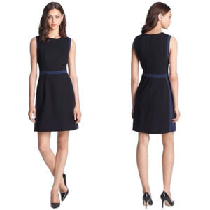Diane Von Furstenberg Shanna Dress Black Blue Color Block Border Sheath Office 6